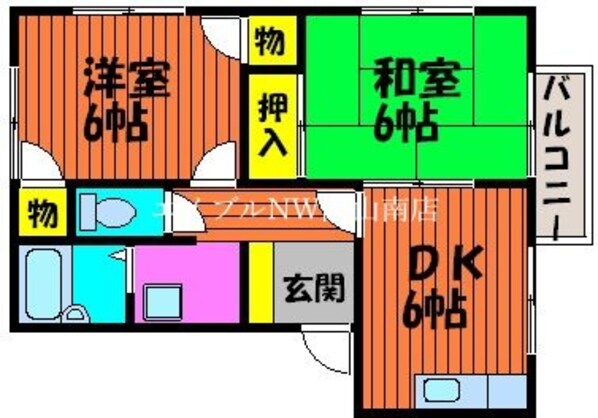 岡山駅 バス30分  岡電バス・浜野入口下車：停歩10分 2階の物件間取画像